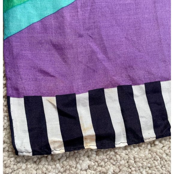 Vintage Scarf by Echo Geometric MOD in Green Purple Yellow Midcentury Pattern. - Picture 9 of 10